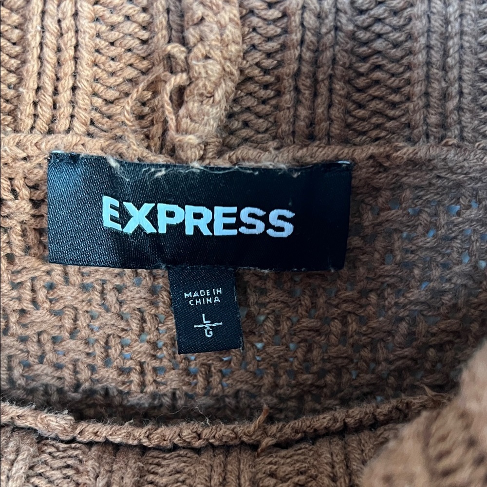 EXPRESS Cozy Brown Turtleneck Sweater - Picture 8 of 12